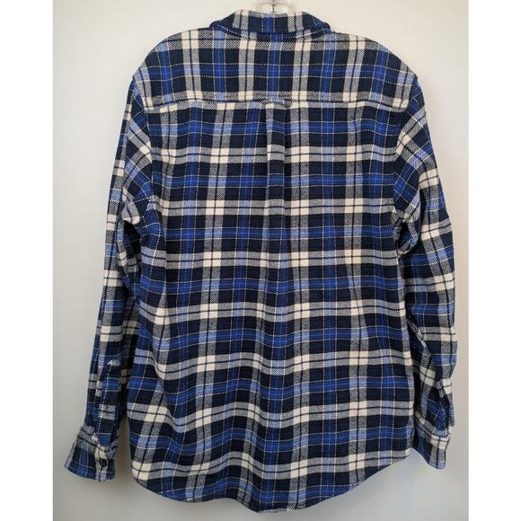 Orvis Mens Flannel Shacket Shirt Jacket XL Blue White Plaid Heavyweight Pockets - Picture 7 of 11